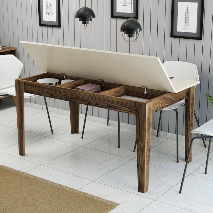 Hanah Home Milan 517 Mesa de Comedor Nogal y Crema Hanah Home Milan 517 Mesa de Comedor Nogal y Crema